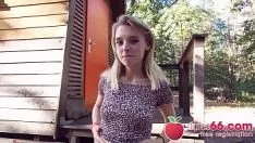 Play The blonde hung in the park and taken to his house for hard sex in her pussy