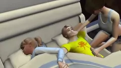 Reproduzir Blowjob escondido se transforma em um trio 3D viscoso